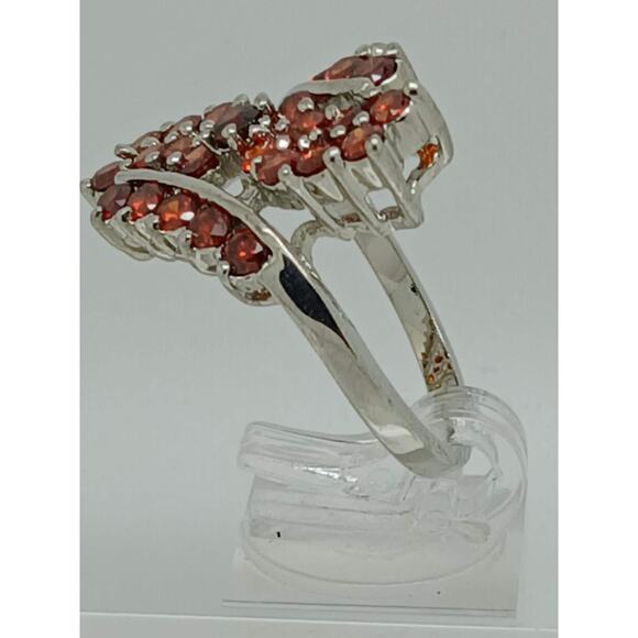 3.8CT Vintage Gold Plated Orange Sim Diamond CZ Cocktail Statement Ring Size 7 - Picture 6 of 10